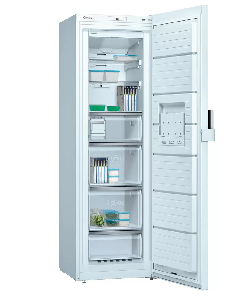 Congelador vertical - Balay 3GFF568WE, 242 l, No Frost, 2 cajones Big Box, Altura 186 cm, Blanco