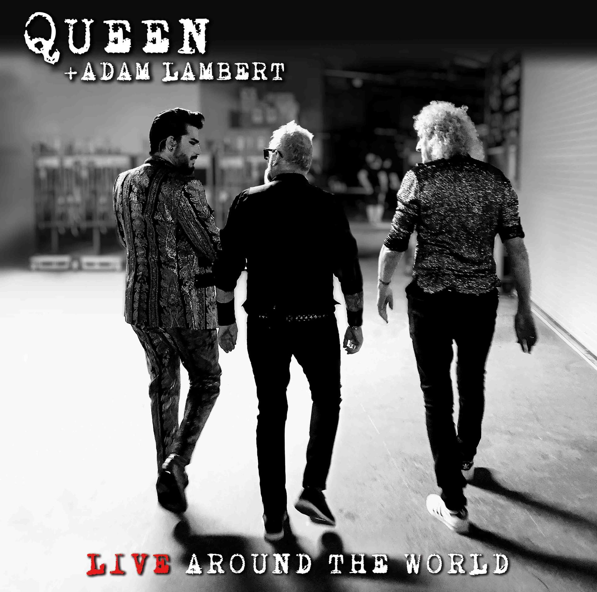 Album borítója, három férfival, amint elmennek. A címe: "Queen + Adam Lambert Live Around The World".