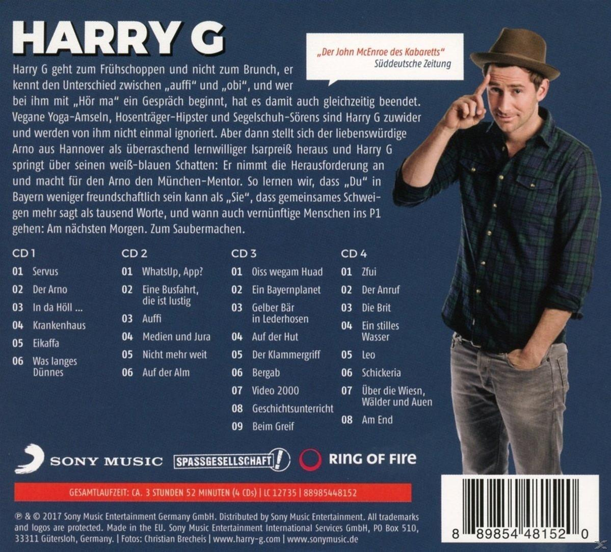 CD-Cover für 'Harry G' mit Trackliste und Foto des Künstlers mit Hut.