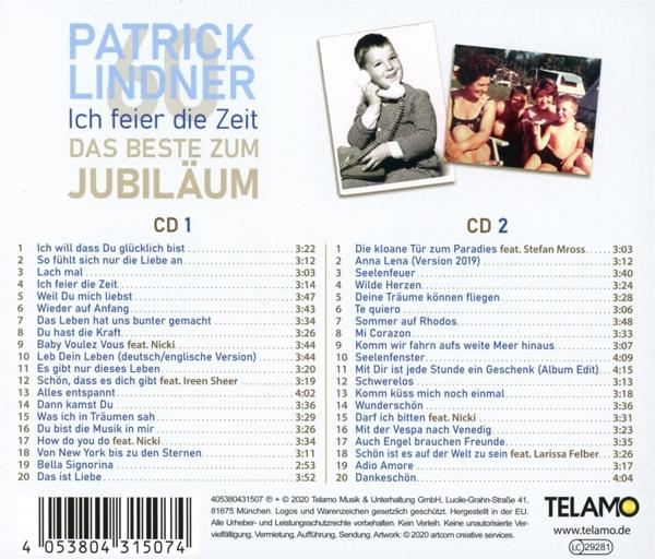 Albumcover für Patrick Lindners 'Ich feier die Zeit' mit einem Foto von ihm.