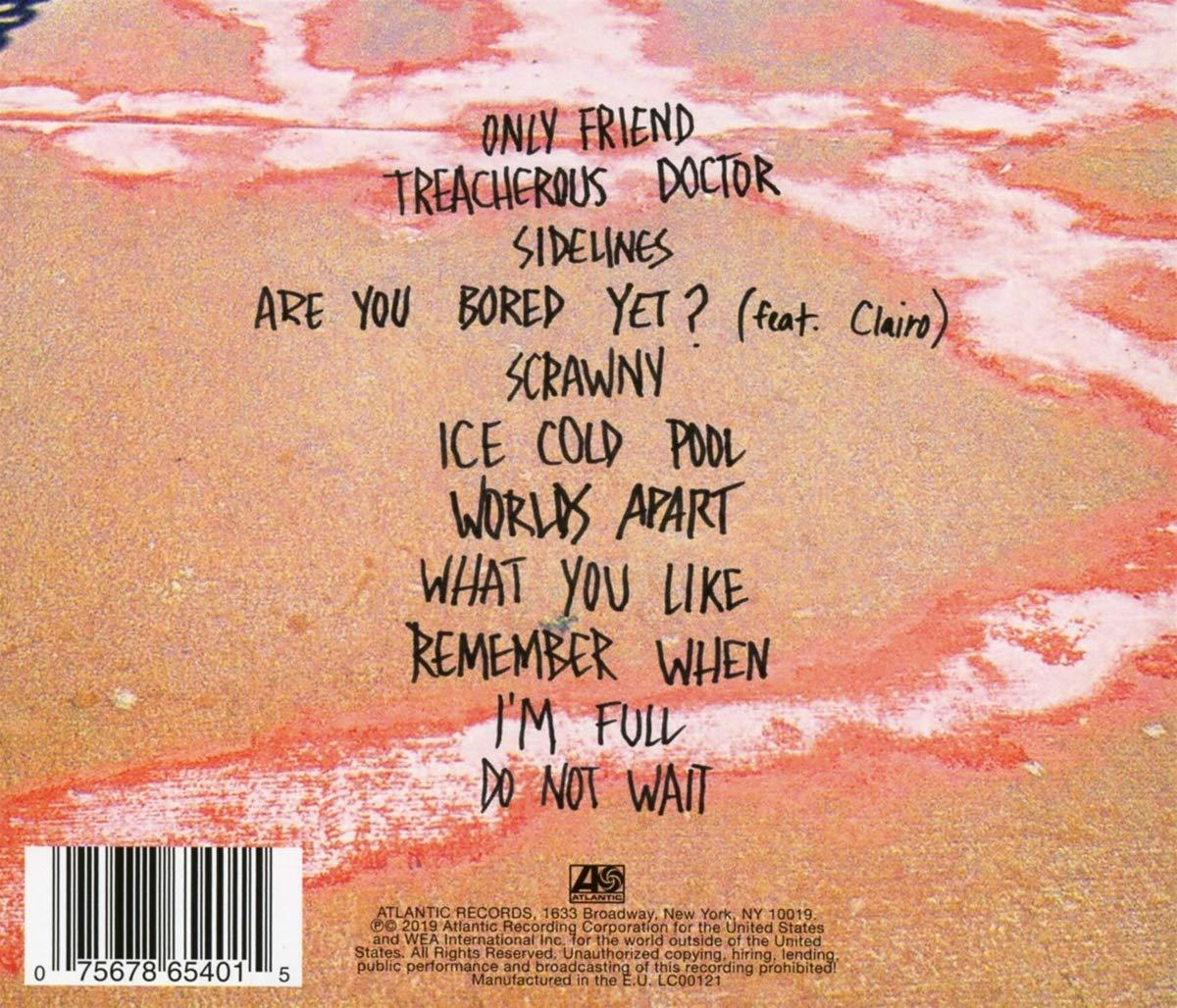 Album borítója fekete betűtípusú dalfeliratokkal, vöröses-narancssárga háttéren. Tartalmaz egy vonalkódot és az Atlantic Records logóját.