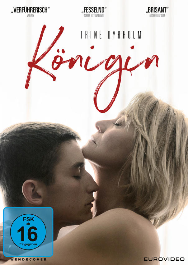 DVD-Cover für den Film 'Queen'. Es zeigt einen Mann, der eine Frau umarmt.