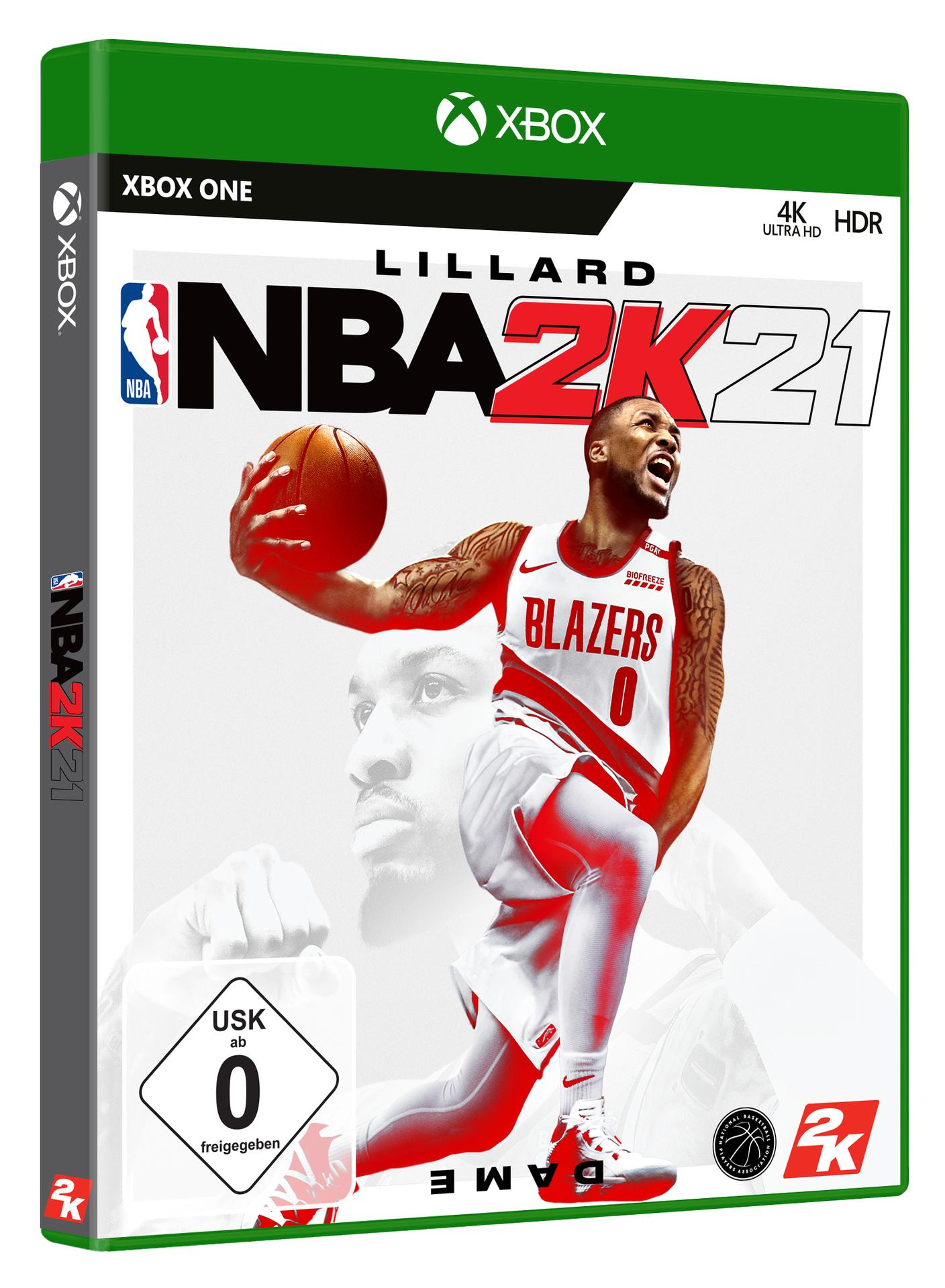 NBA 2K21-Spielbox mit Damian Lillard. Die Box ist grün mit Spieldetails.
