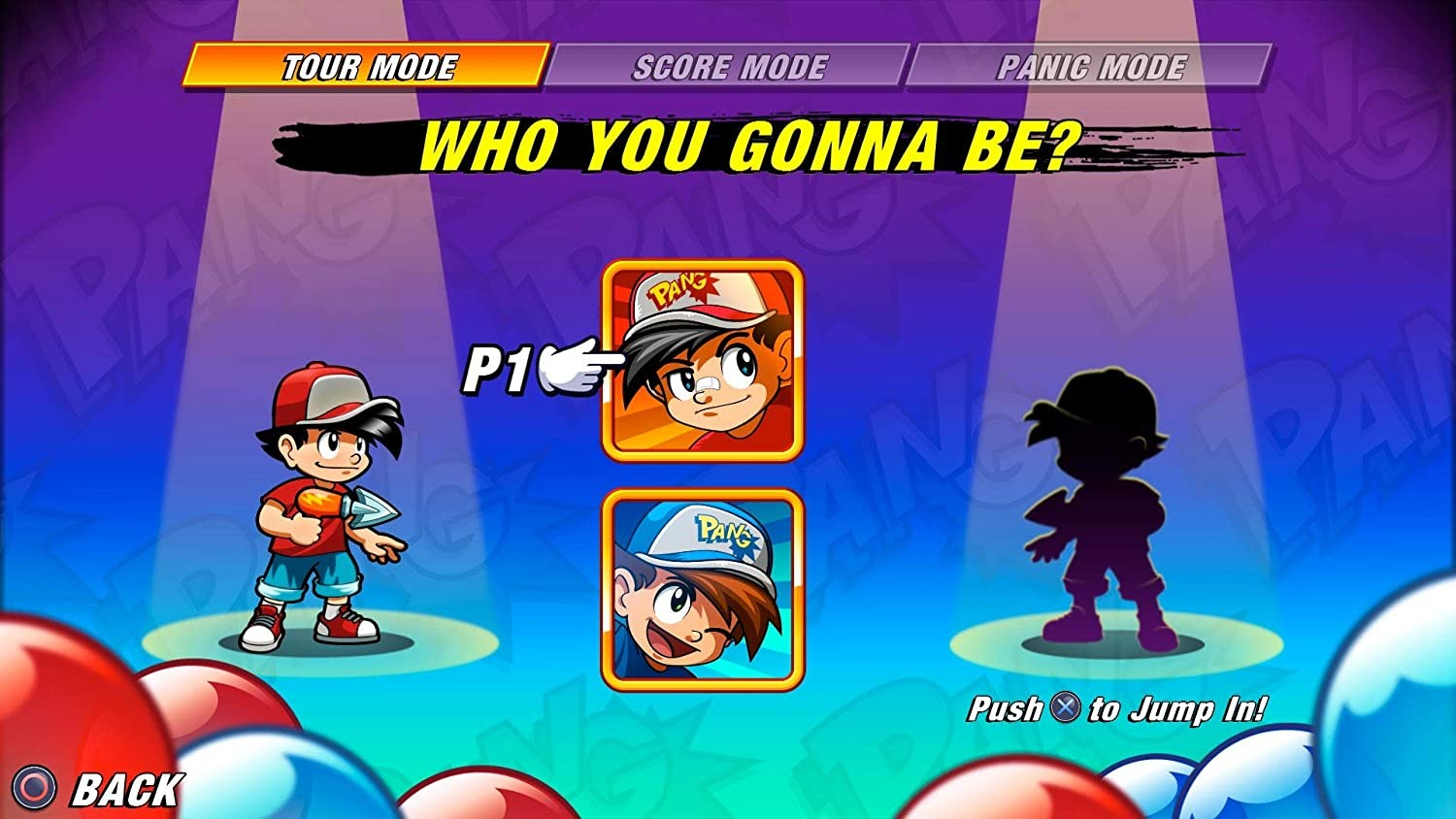 Pantalla del juego que muestra la selección de personajes con texto "Who You Gonna Be?".