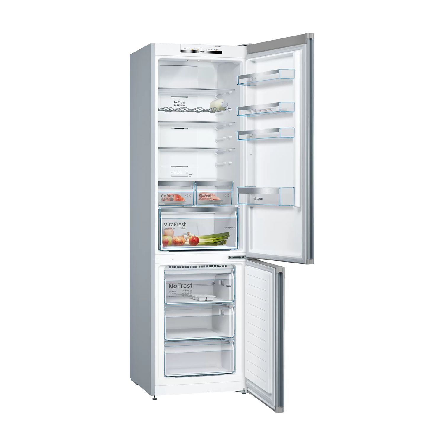 Frigorífico combi - Bosch KVN39IJEA, No Frost, 366 l, 39 dB, Verde menta