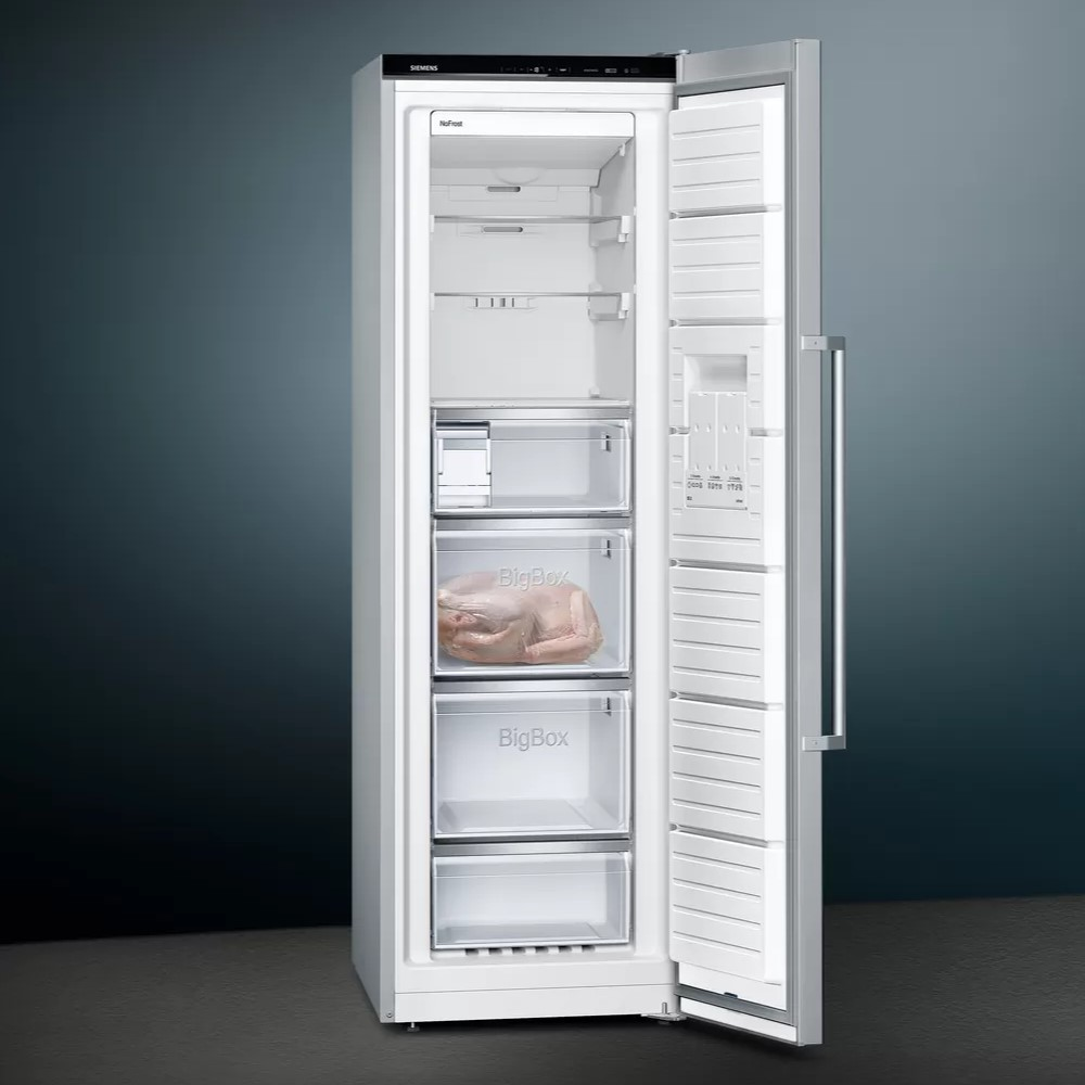 Congelador vertical - Siemens GS36NAIEP, Independiente, No Frost, 242 l, Inox