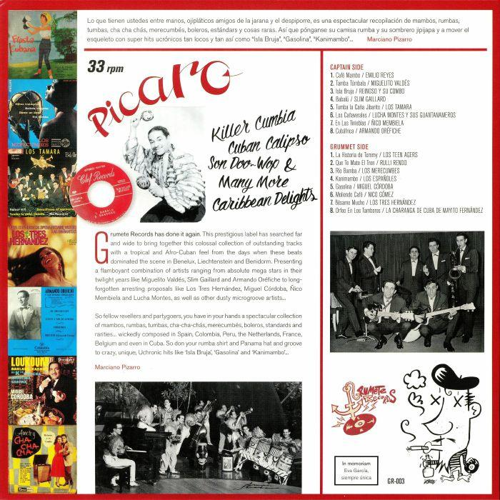 Albumcover mit Text und Bildern einer Band. Text auf Spanisch.