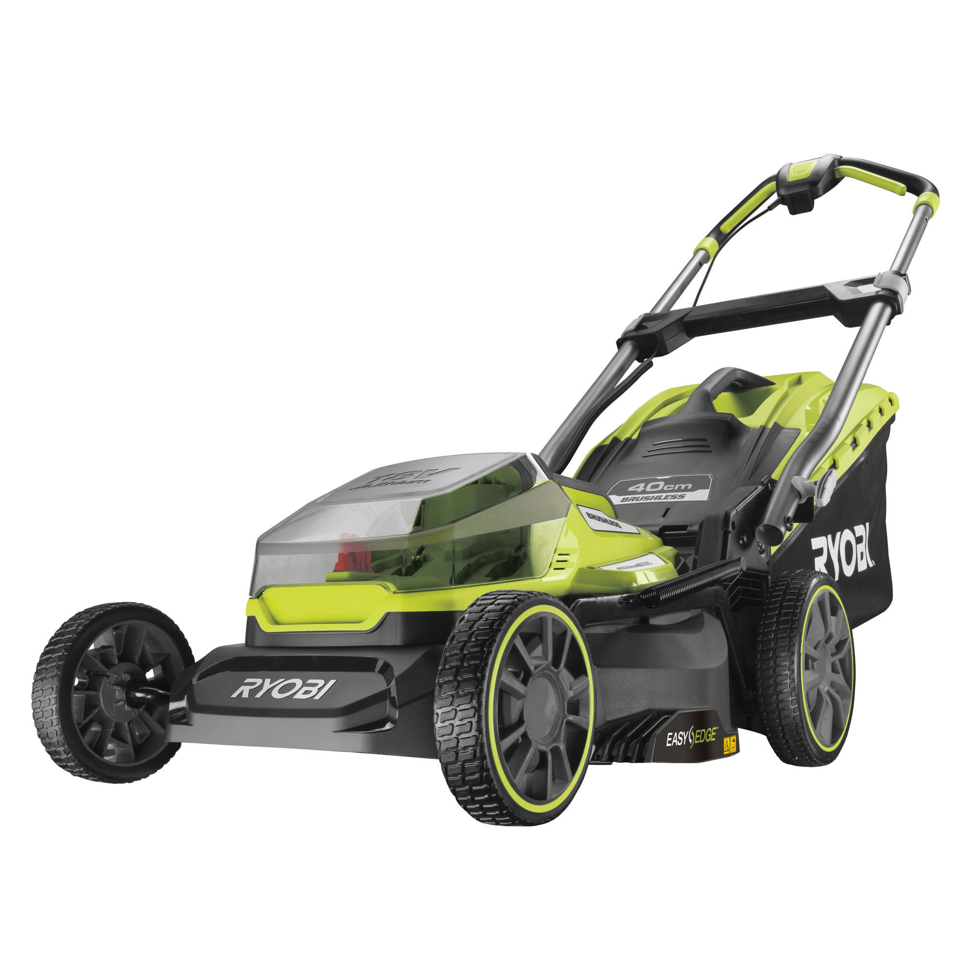 RYOBI RY18LMX40A-150, Akku-Rasenmäher (18 V, Schnittbreite: 40 cm, Verstellbare Schnitthöhe 6-stufige zentrale Schnitthöhenverstellung, mit 50 l Fangkorb-Volumen)
