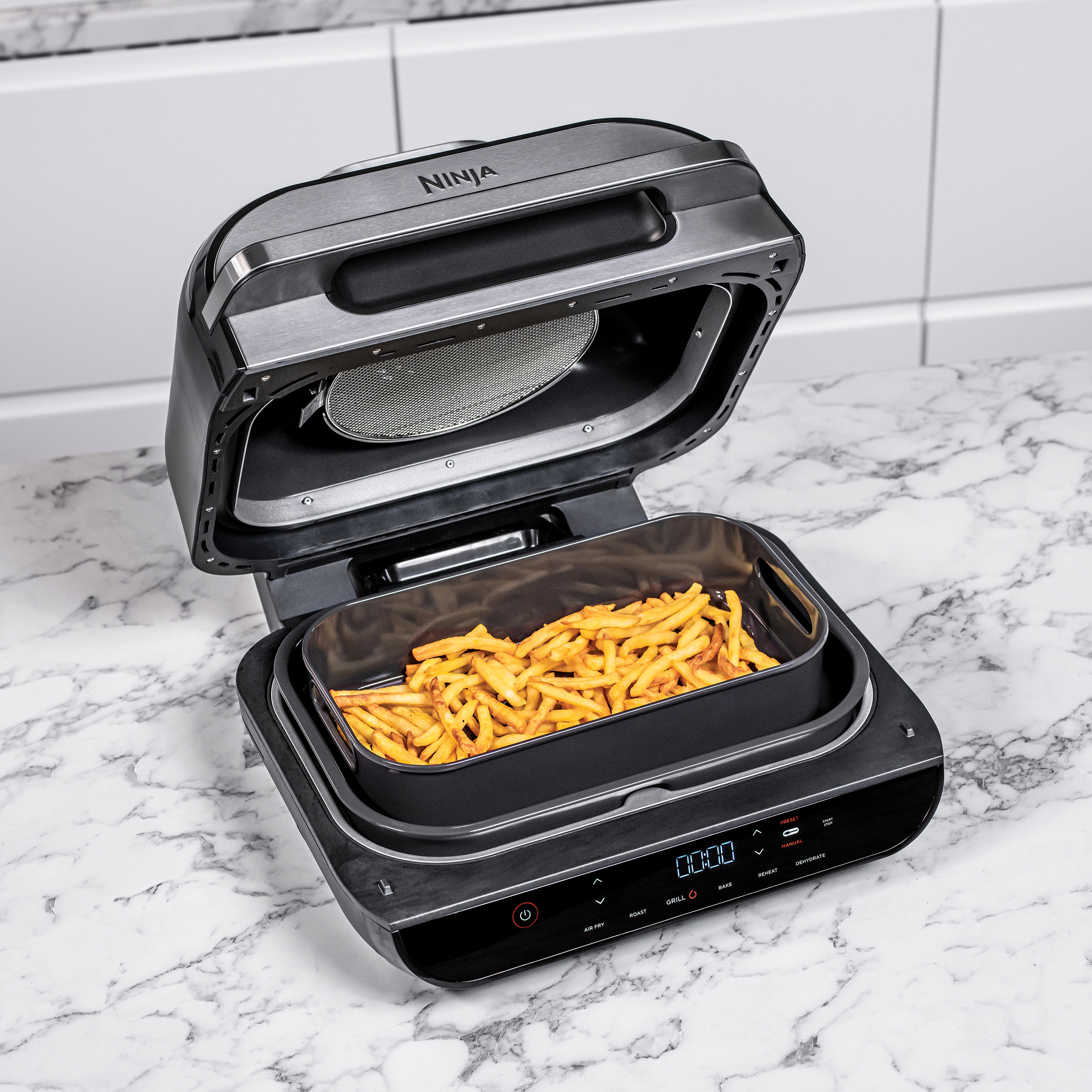 NINJA AG551EU Foodi Grill Max Heißluftfritteuse 2460 Watt Silber/Grau