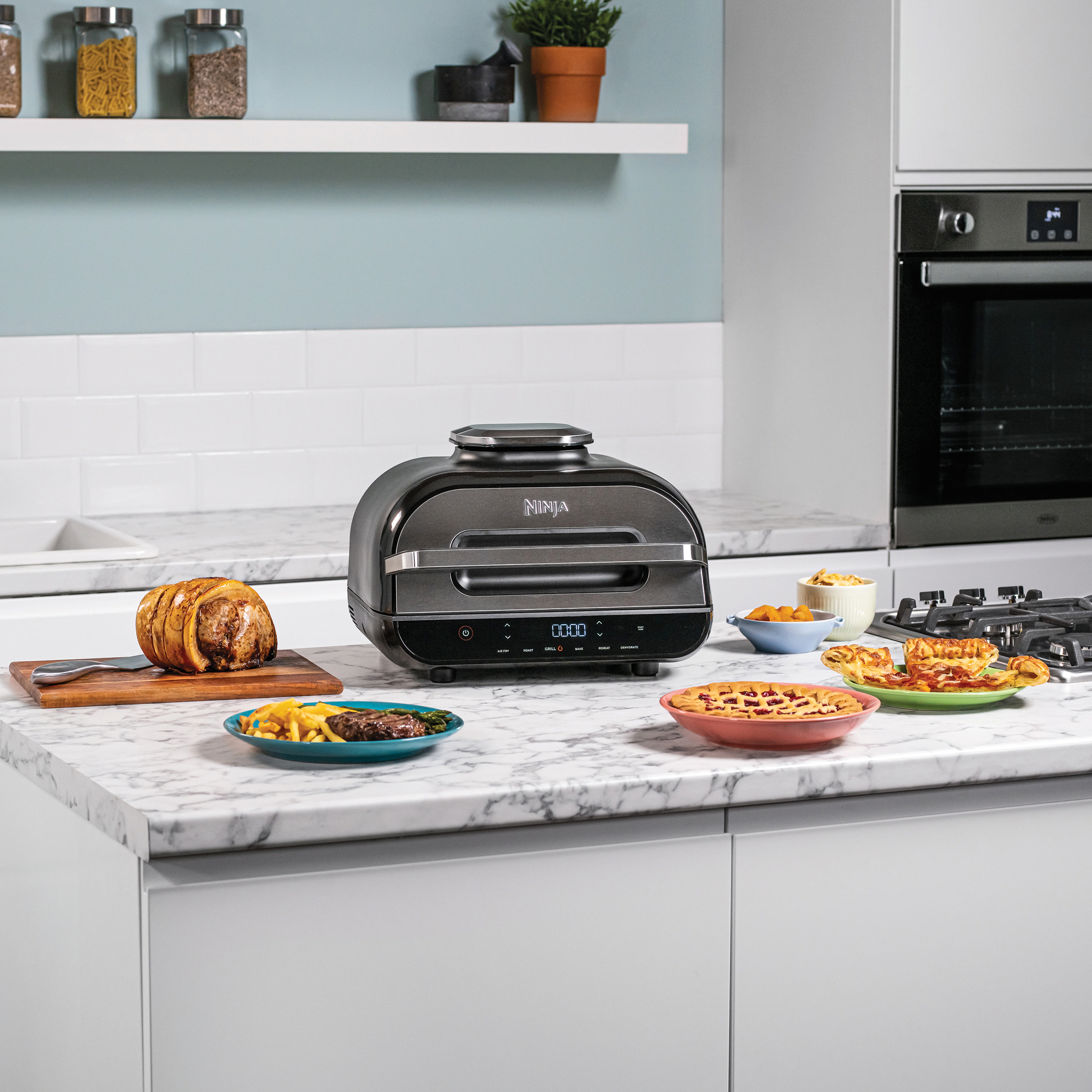 NINJA AG551EU Foodi Grill Max Heißluftfritteuse 2460 Watt Silber/Grau