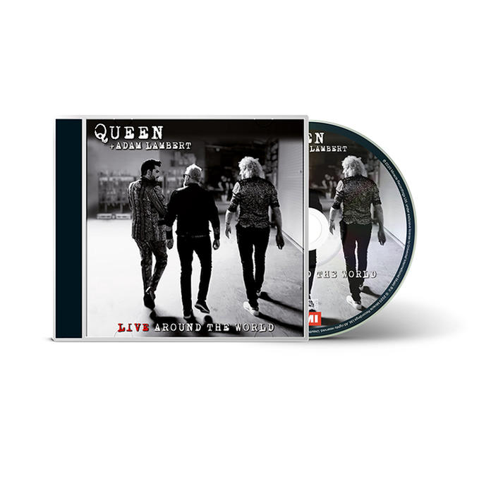 Queen album a zenekarral sétálva, és a CD a sarokban.