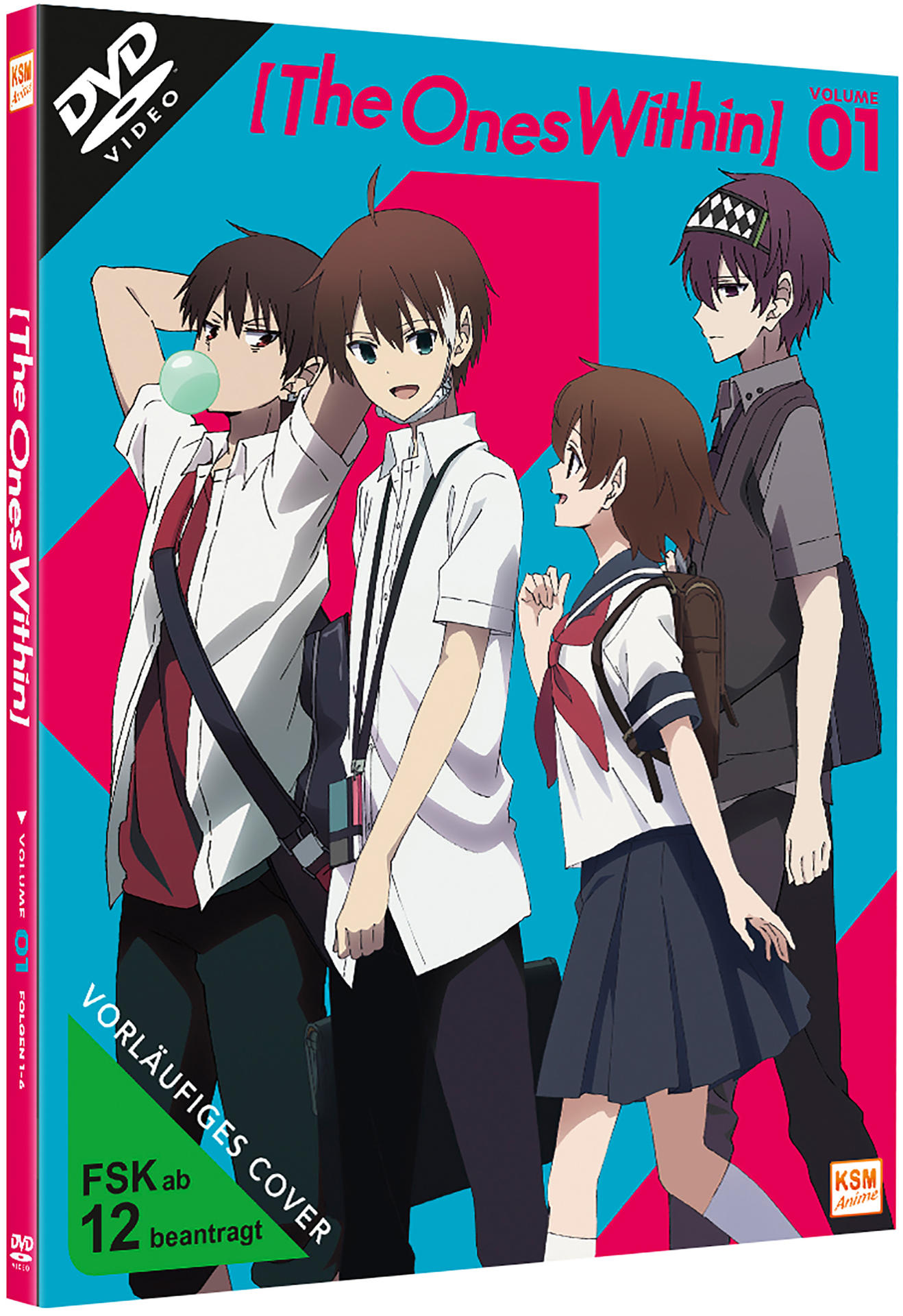 DVD-Cover für 'The Ones Within' Anime, zeigt vier Anime-Charaktere in einer Schule.
