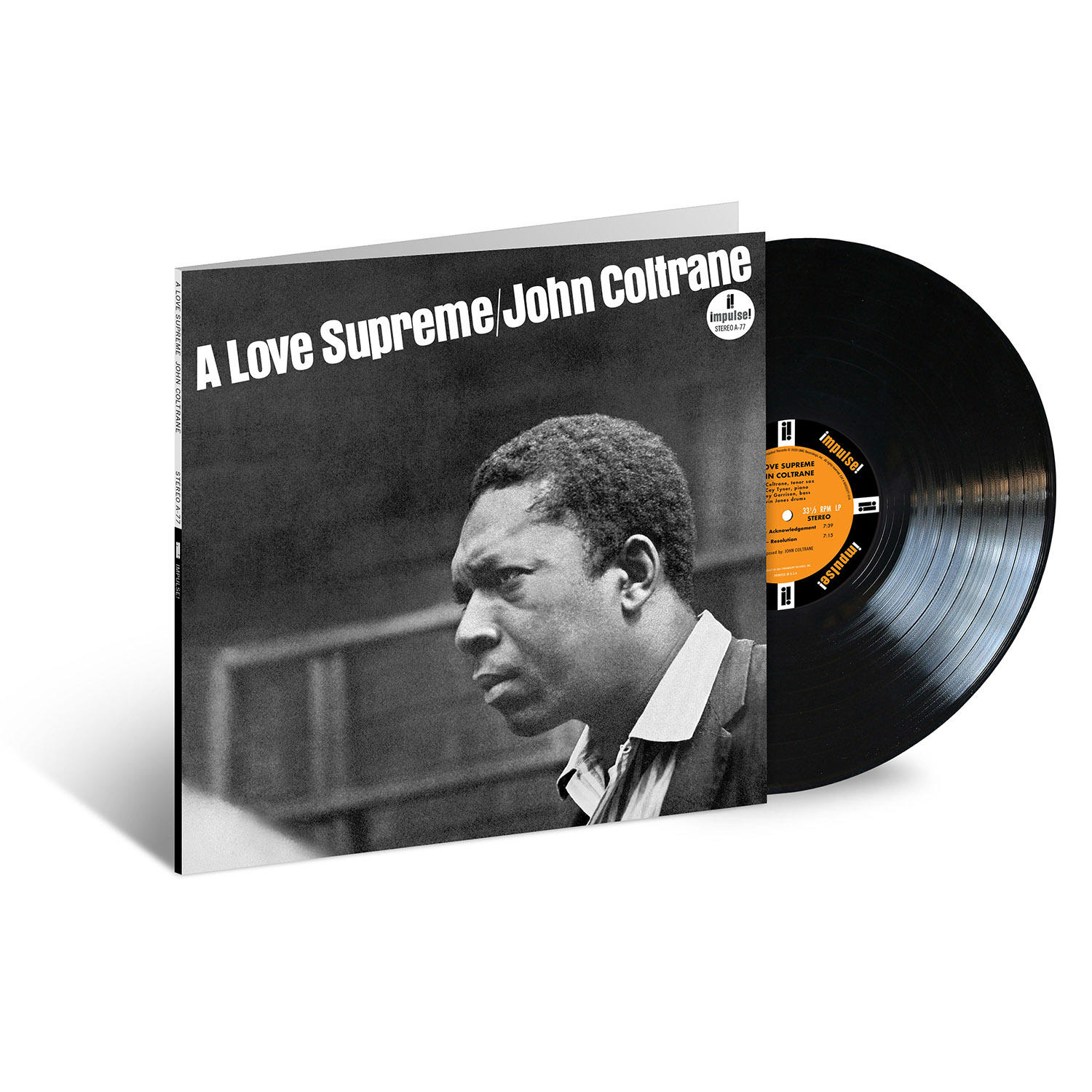 A Love Supreme John Coltrane album borítója és egy bakelit lemez.