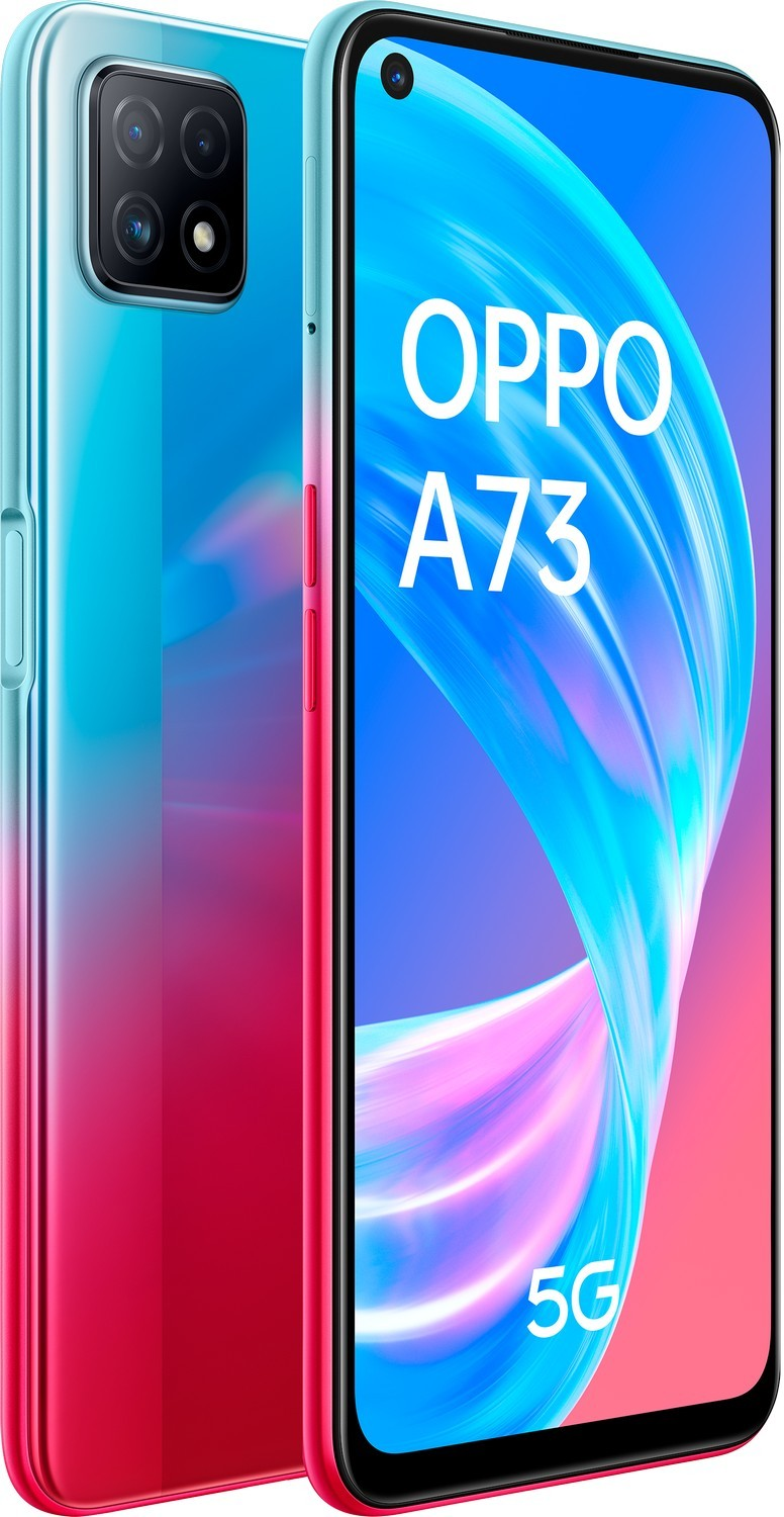 Móvil - OPPO A73 5G, Neon, 128 GB, 8 GB RAM, 6.5" Full HD+, MT6853V, 4040mAh, Android