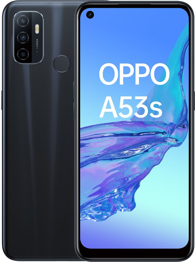 Móvil - OPPO A53s, Negro, 128 GB, 4 GB RAM, 6.5" HD+, Qualcomm Snapdragon 460, 5000 mAh, Android