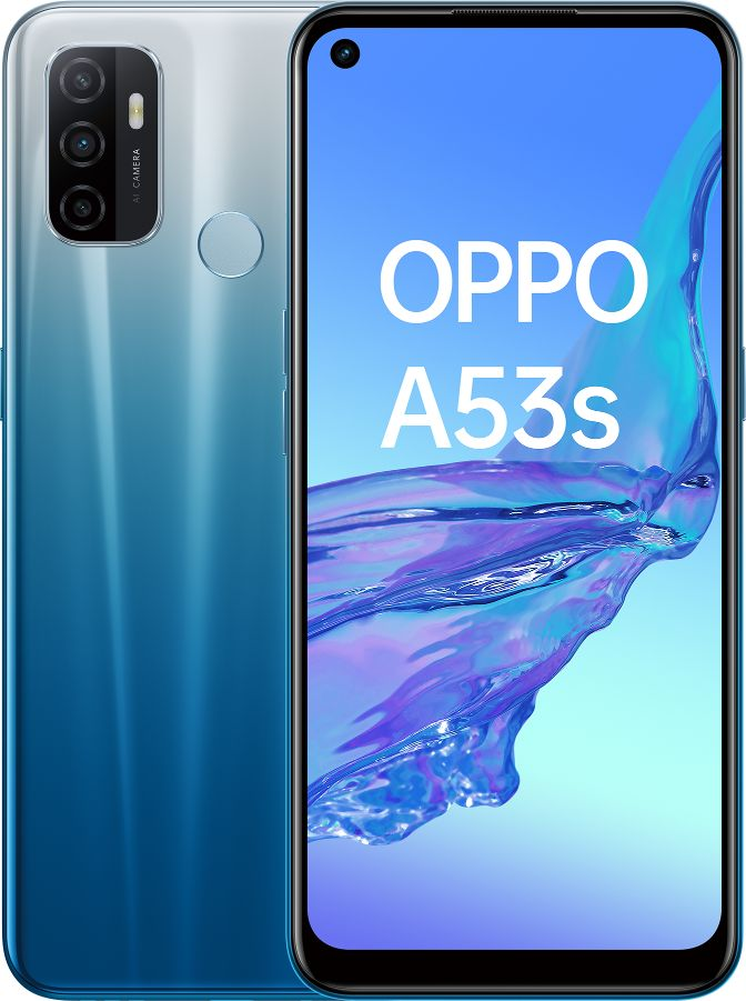 Móvil - OPPO A53s, Azul, 128 GB, 4 GB RAM, 6.5" HD+, Qualcomm Snapdragon 460, 5000 mAh, Android