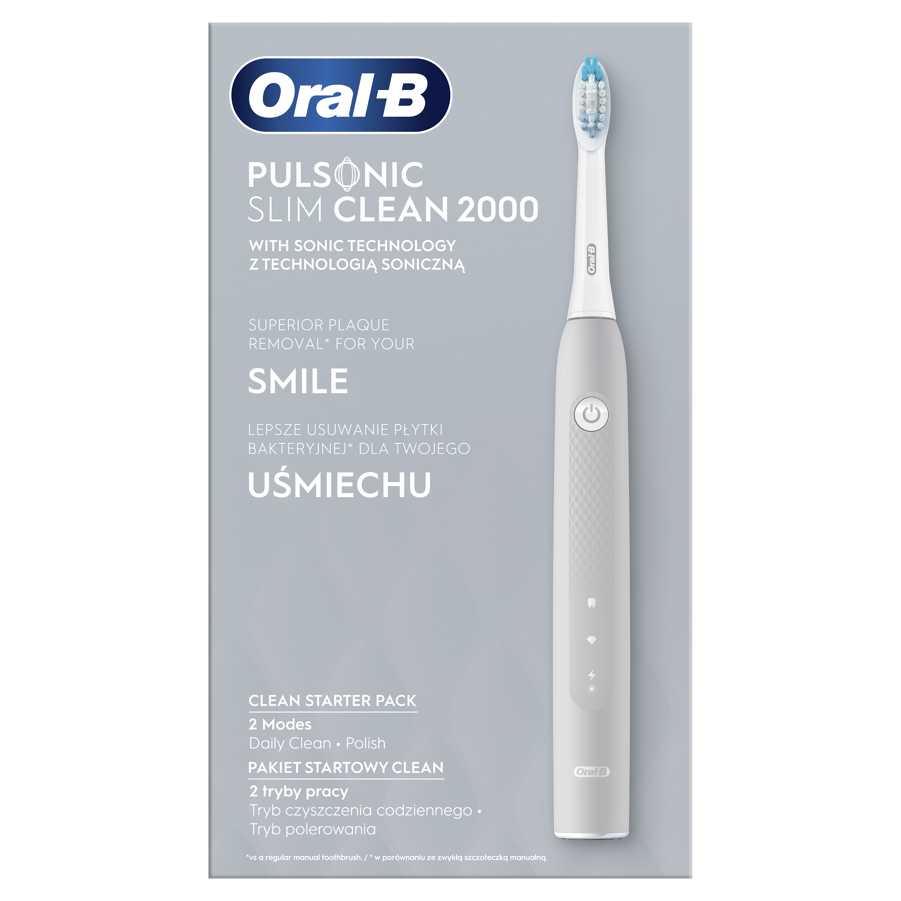 Oral-B Pulsionic Slim Clean 2000 elektromos fogkefe fehér háttéren.