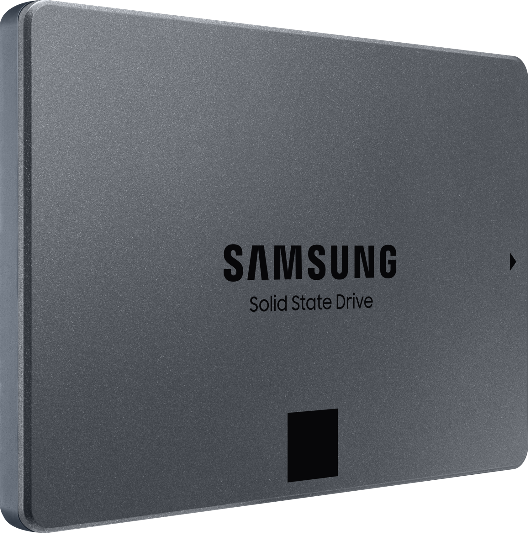 Disque SSD gris avec le logo SAMSUNG et un carré noir.