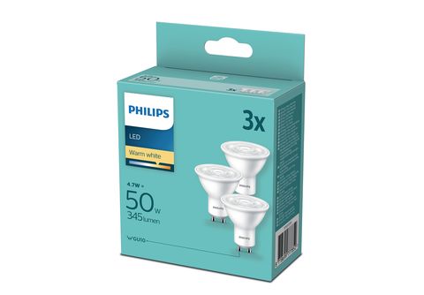 PHILIPS LED Lampe GU10 Warmweiß, 4.7 Watt, 345 Lumen, ersetzt 50 Watt, 3er  Pack online kaufen