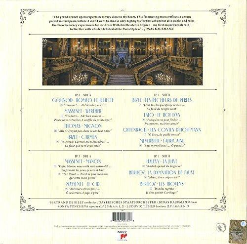 Rückseite eines Opernalbums, mit Titelliste und Foto einer großen Treppe.