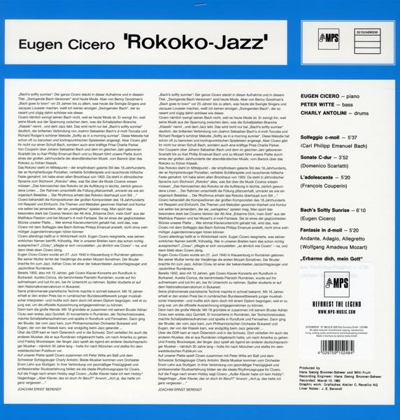 Albumcover, Text auf Englisch mit dem Titel 'Eugen Cicero - Rokoko Jazz'.