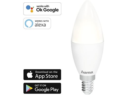 HAMA WiFi-LED E14, 5.5 W - LED-Lampe/Glühbirne (Weiss)