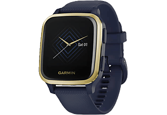 GARMIN Venu Sq Music - Smartwatch (125 - 190 mm, Silikon, Dunkelblau/Weissgold)