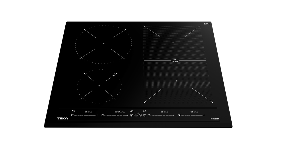 Una placa de inducción Teka negra con dos pares de zonas de cocción.