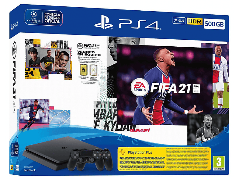 Consola - PS4 Slim 500 GB + 2 DS4 + FIFA 21