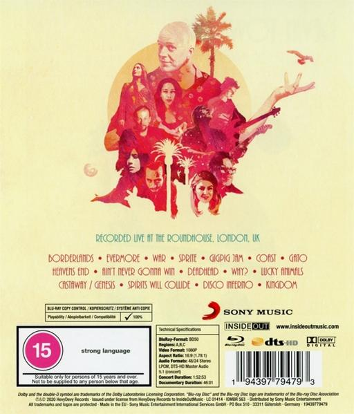 Album cover with multiple people on stage. Text at the bottom lists track names.