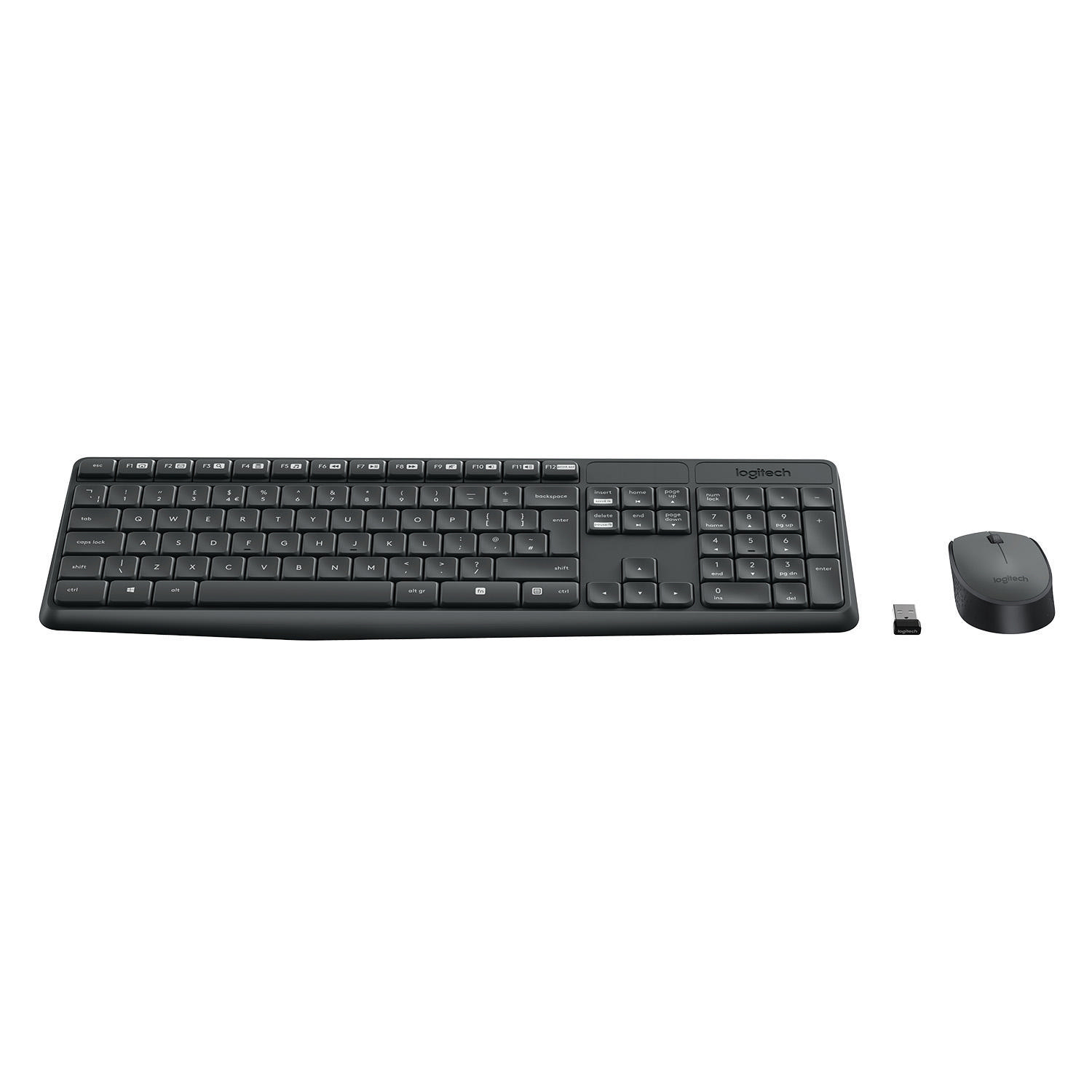 LOGITECH MK235 Combo Maus Anthrazit kabellos, Tastatur Wireless, & Set