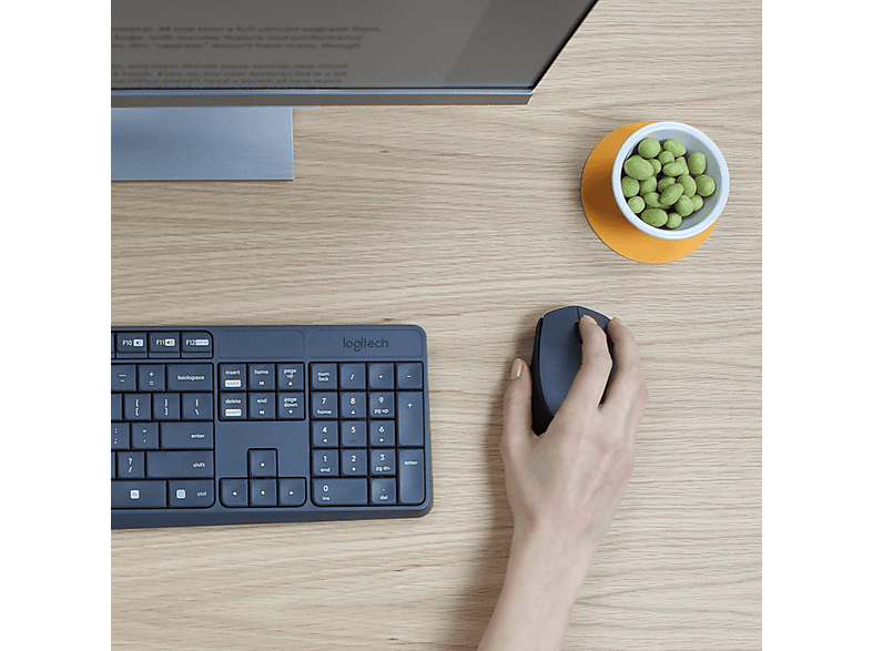 LOGITECH MK235 Kabelloses Tastatur-Maus-Set, DEU (Qwertz), Grau; Kabelloses Tastatur-Maus Set — Foto 4 von 5