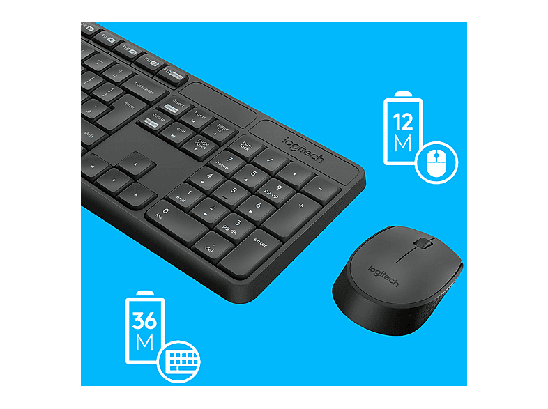 LOGITECH MK235 Kabelloses Tastatur-Maus-Set, DEU (Qwertz), Grau; Kabelloses Tastatur-Maus Set — Foto 5 von 5