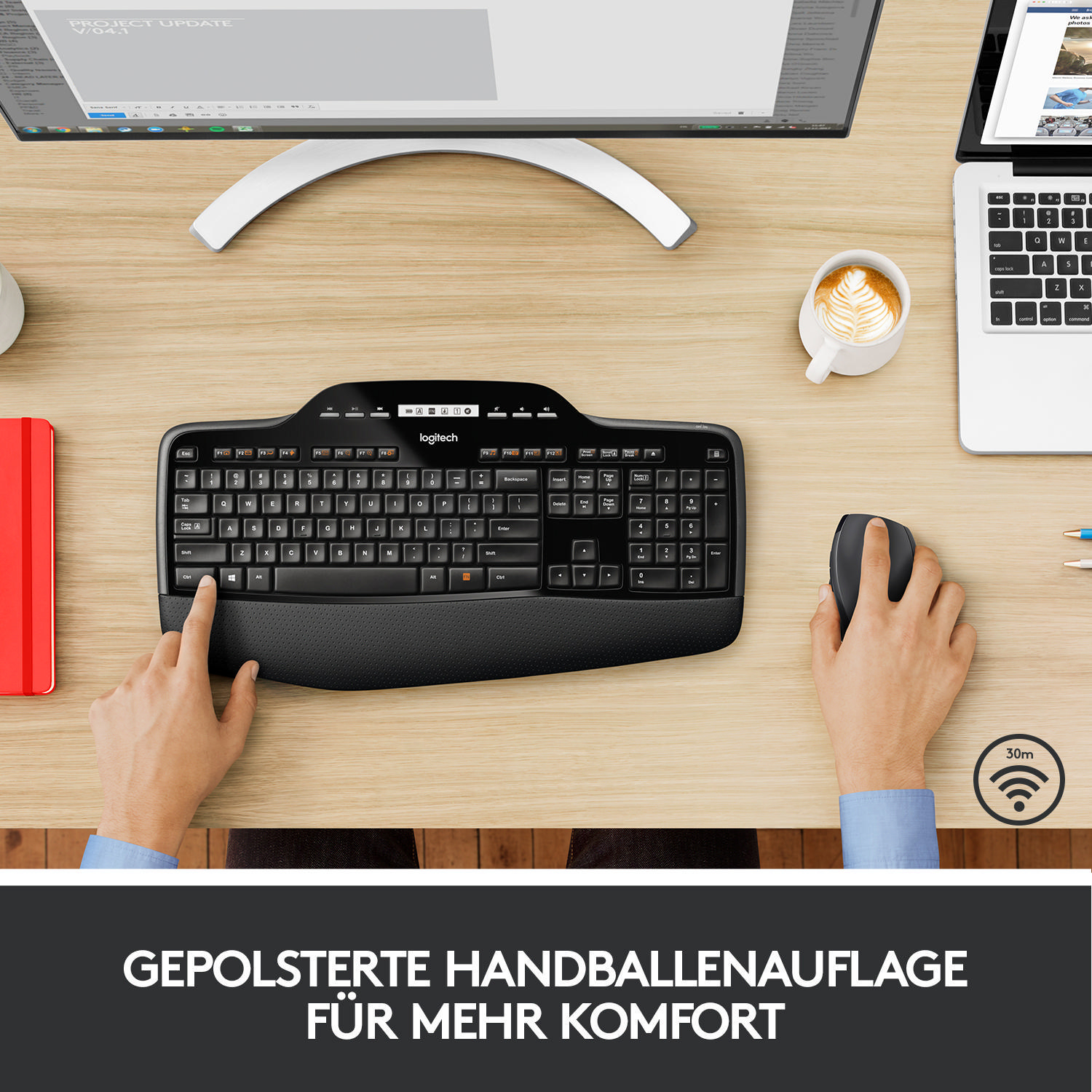 LOGITECH MK710, Tastatur & Maus Set, kabellos, Schwarz/Anthrazit