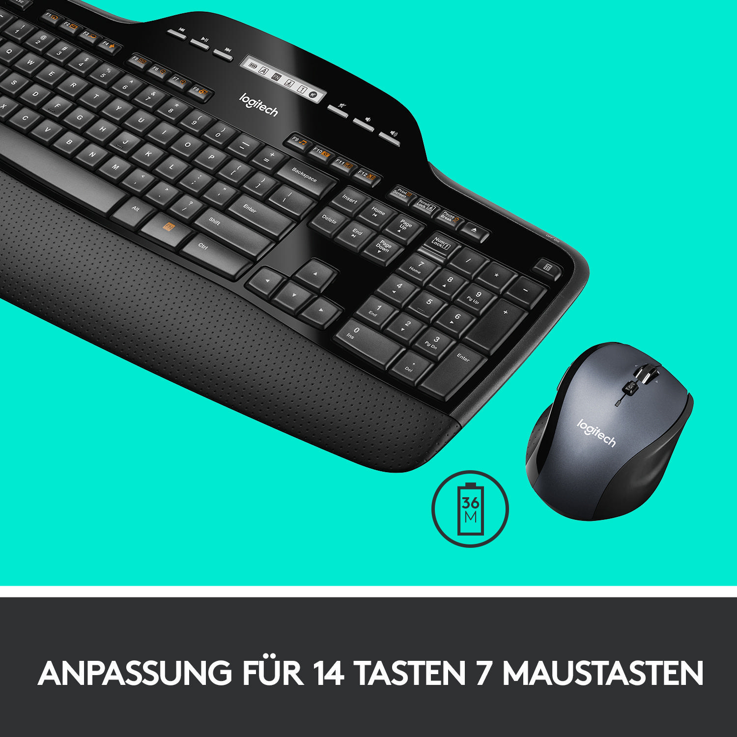 LOGITECH MK710, Tastatur & Maus Set, kabellos, Schwarz/Anthrazit