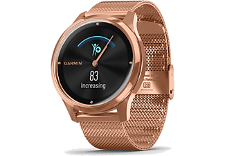 GARMIN vívomove Luxe okosóra, rose gold-fekete milánói típusú fém 18K rose gold szíjjal