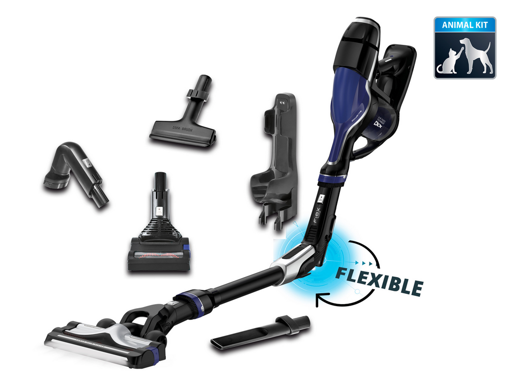 Aspirador escoba -  Rowenta RH9291, 3h, Sin bolsa, 0.65 l, 30 min, Negro /azul