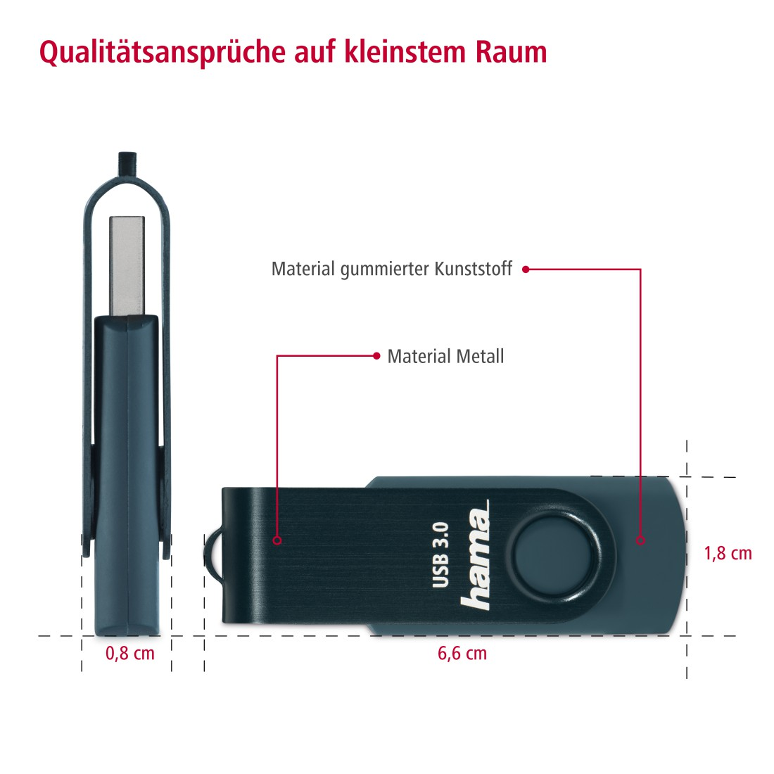 Petrol USB-Stick, Blau Rotate MB/s, GB, 64 70 HAMA