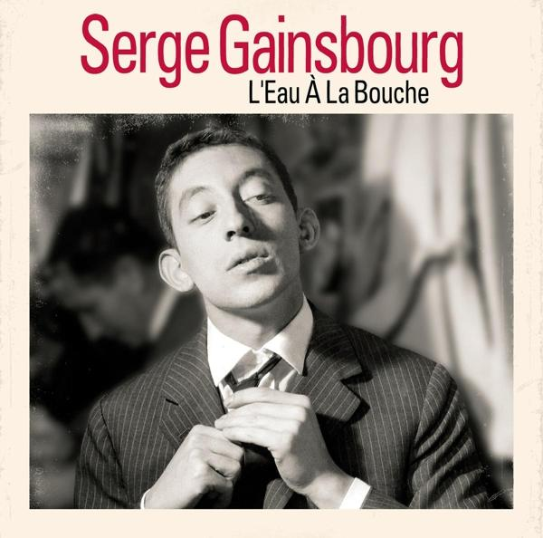 Serge Gainsbourg Albumcover. Schwarzweißfoto von ihm, der nach unten schaut, Krawatte haltend.