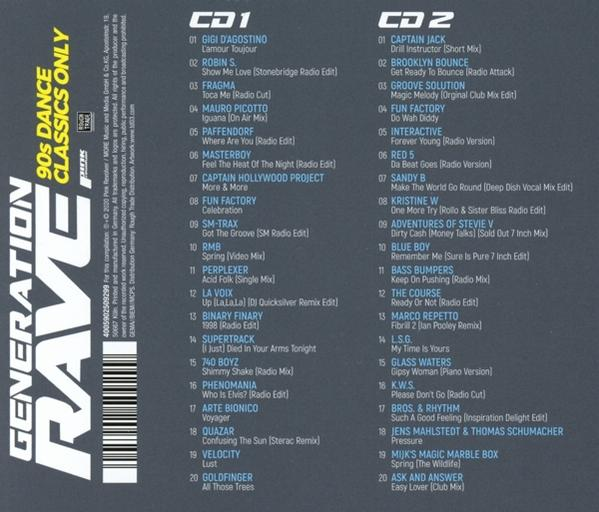 - - Generation VARIOUS Rave (CD) Only Vol.2-90s Classics Dance