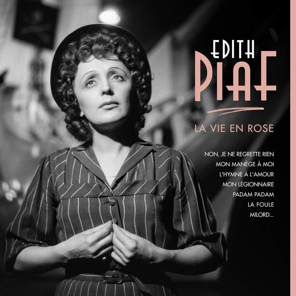 Albumcover. Eine Frau mit Hut und gestreiftem Hemd. Titel ist 'Edith Piaf'.
