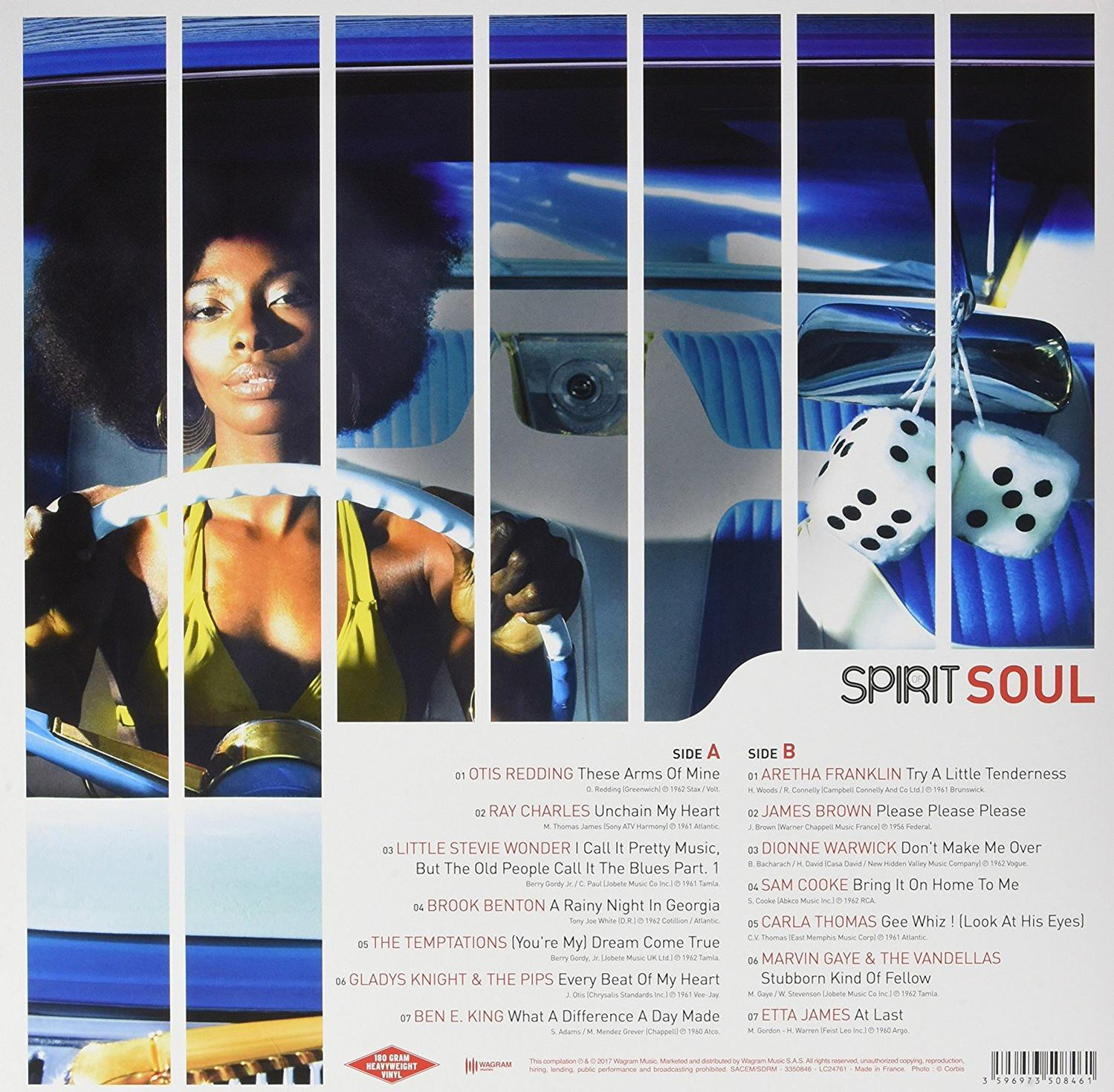 Albumcover, Frau im Auto. Würfel hängen. Songtitel auf der Seite.