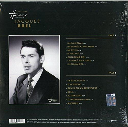 Porträt von Jacques Brel auf einem Albumcover mit Titellisten.