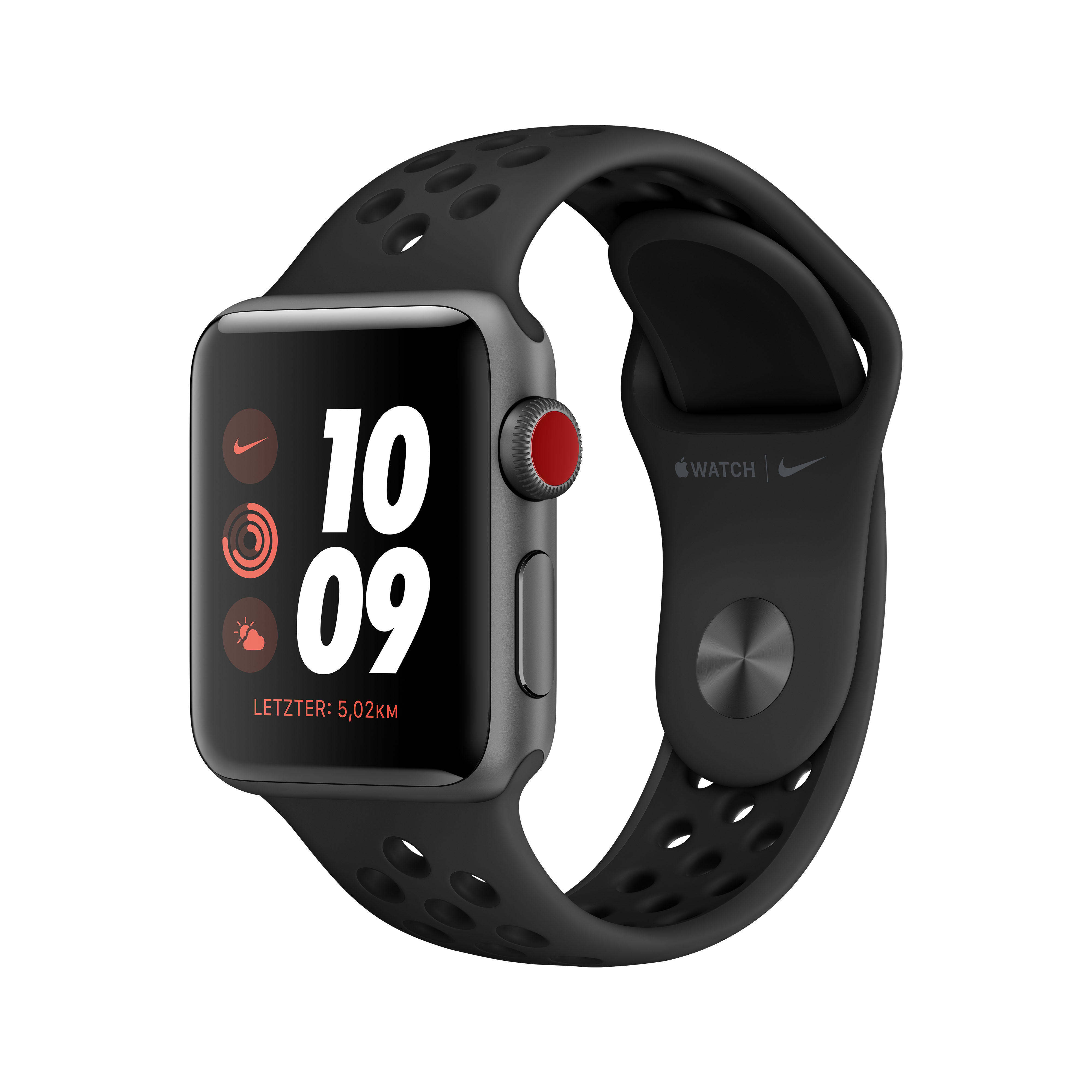 Smartwatch APPLE Watch Nike Series 3 42 mm GPS Cellular Smartwatch Aluminium Kunststoff 140 210 mm Space Grau mit Sportarmband Anthrazit MediaMarkt