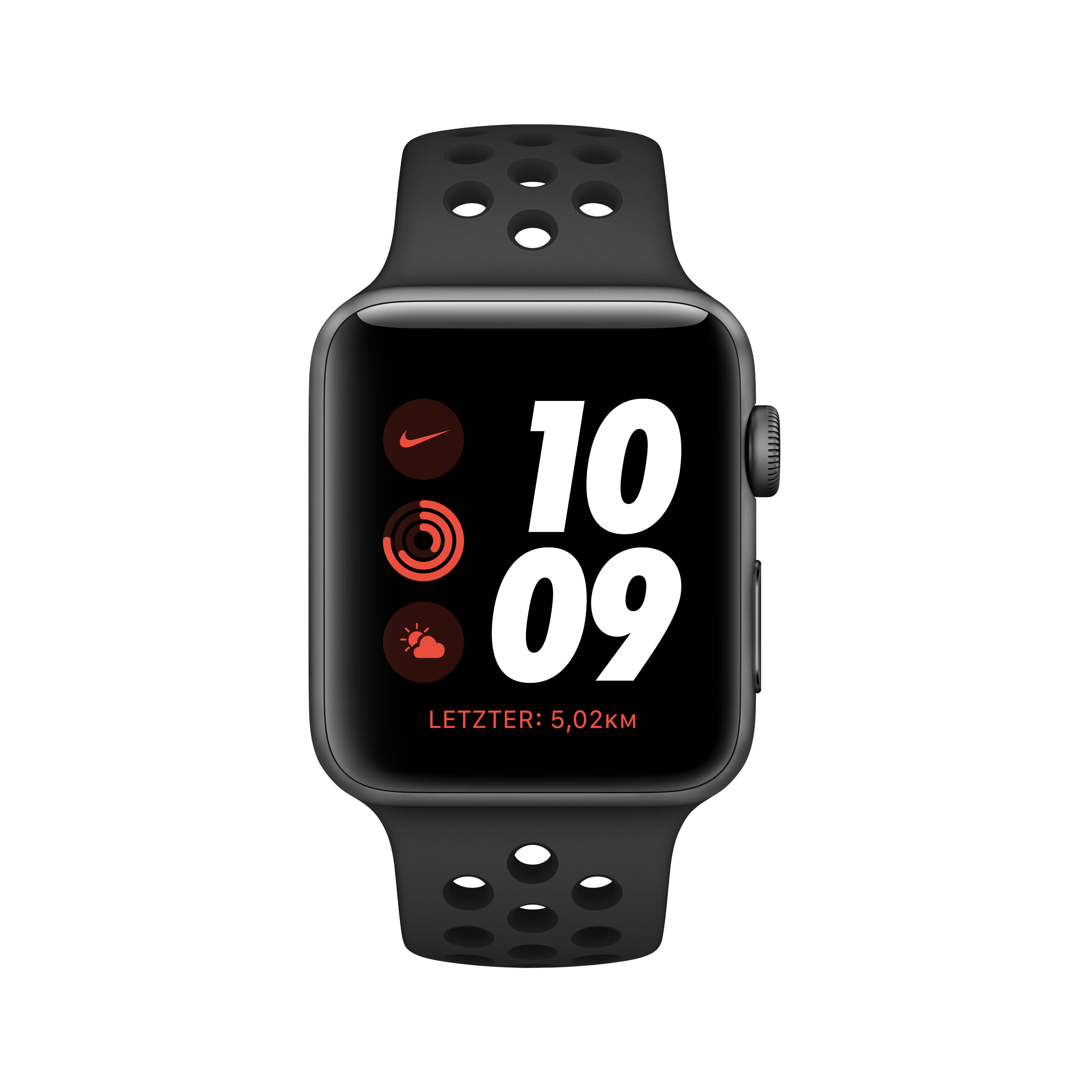 Smartwatch APPLE Watch Nike Series 3 42 mm GPS Cellular Smartwatch Aluminium Kunststoff 140 210 mm Space Grau mit Sportarmband Anthrazit MediaMarkt