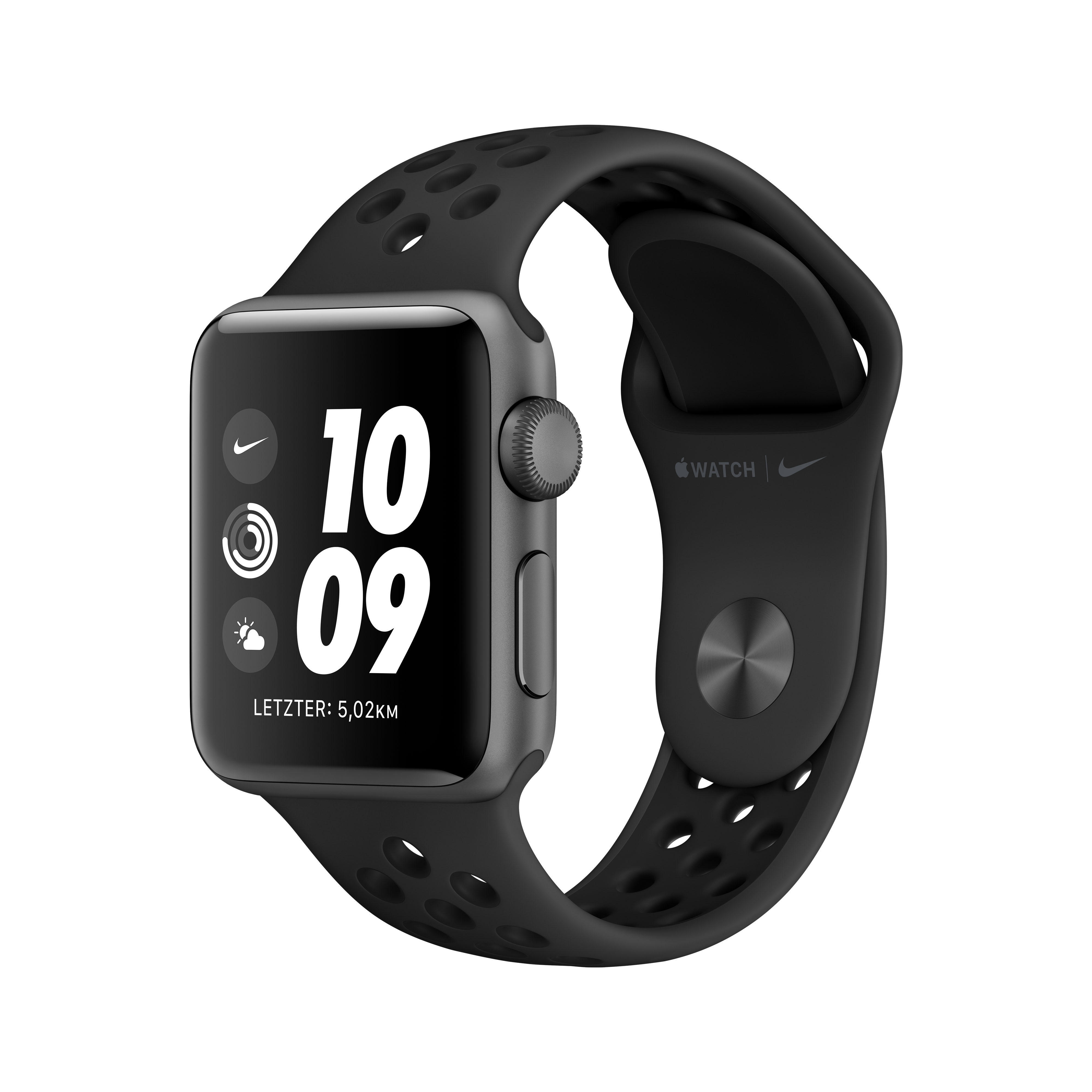 APPLE Watch Nike Series 3 38 mm Smartwatch Aluminium Kunststoff 130 200 mm Space Grau mit Sportarmband Anthrazit