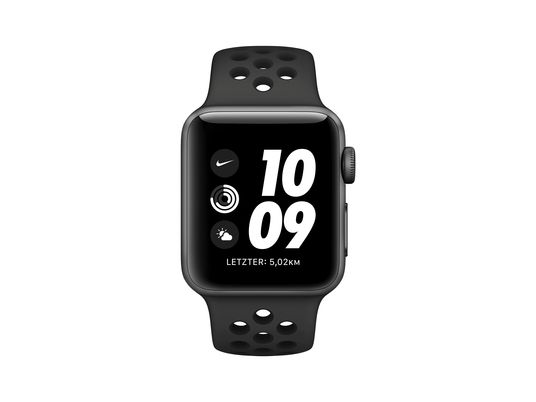 APPLE Watch Nike+ Series 3 38 mm Smartwatch Aluminium Kunststoff, 130-200  mm, Space Grau mit Sportarmband Anthrazit