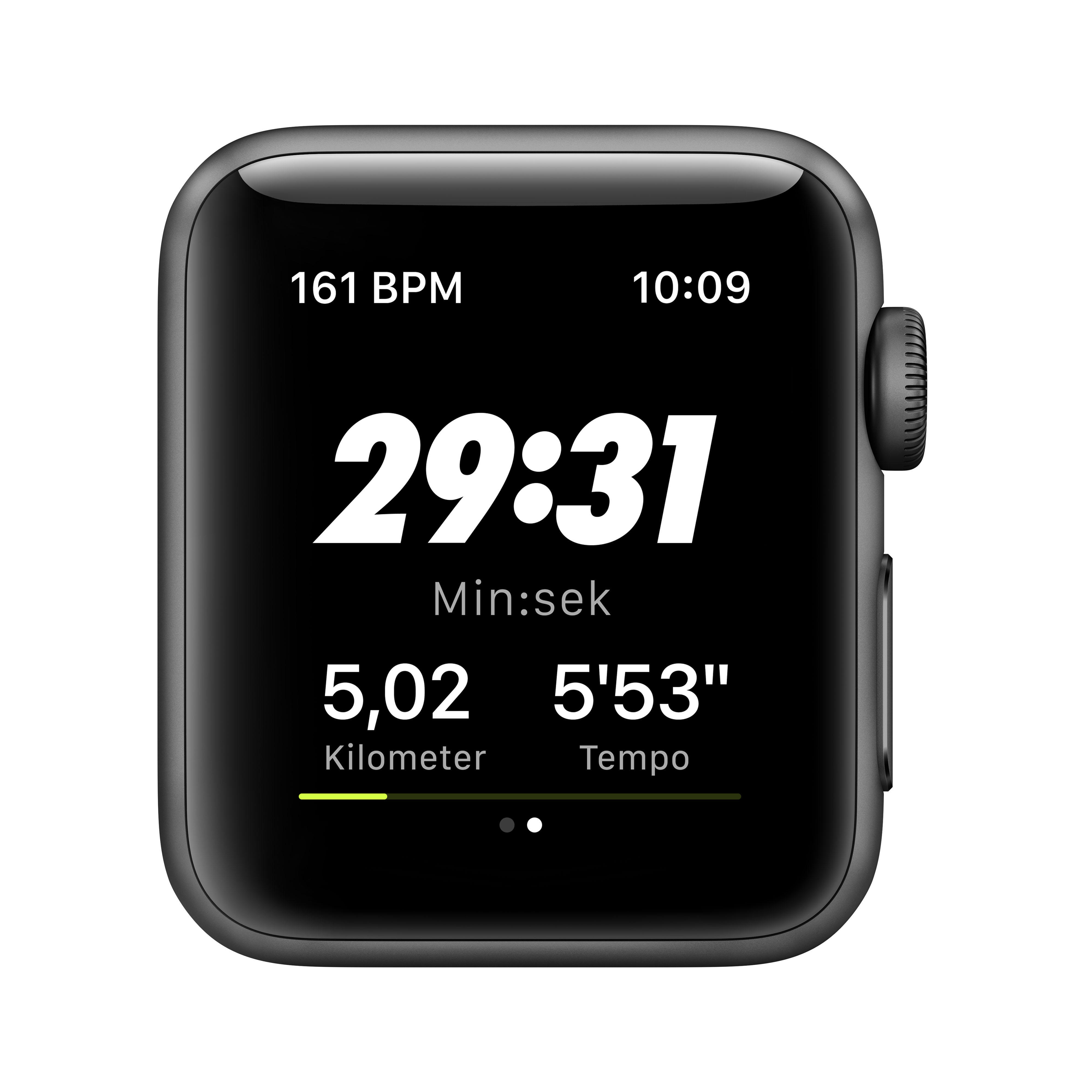 Smartwatch APPLE Watch Nike Series 3 38 mm Smartwatch Aluminium Kunststoff 130 200 mm Space Grau mit Sportarmband Anthrazit MediaMarkt