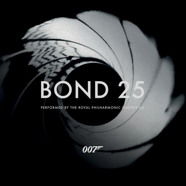 Pochette d'album pour Bond 25. Un motif de canon de fusil avec du texte.