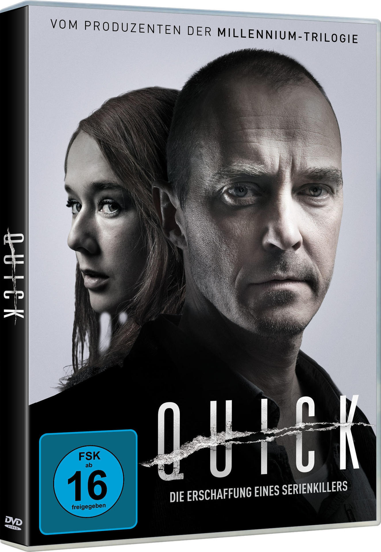 DVD-Box-Art für 'Quick', mit Gesichtern von zwei Personen und dem Titeltext.